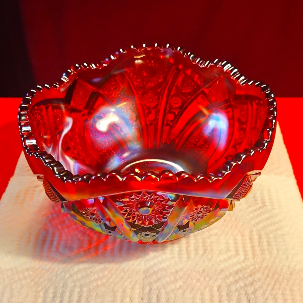Indiana Sunset Orange Heirloom Carnival Glass Bowl - Picture 2 of 4